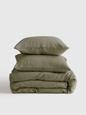 QUINCE European Linen Duvet Cover Set King/Cal King Willowleaf 0557